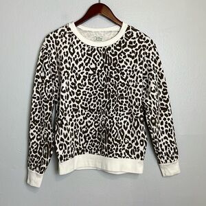 J. Crew Leopard Print Crew Neck Sweater - Black and White